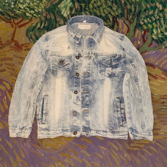 Boys Distressed Denim Jacket Size M - Picture 1 of 7